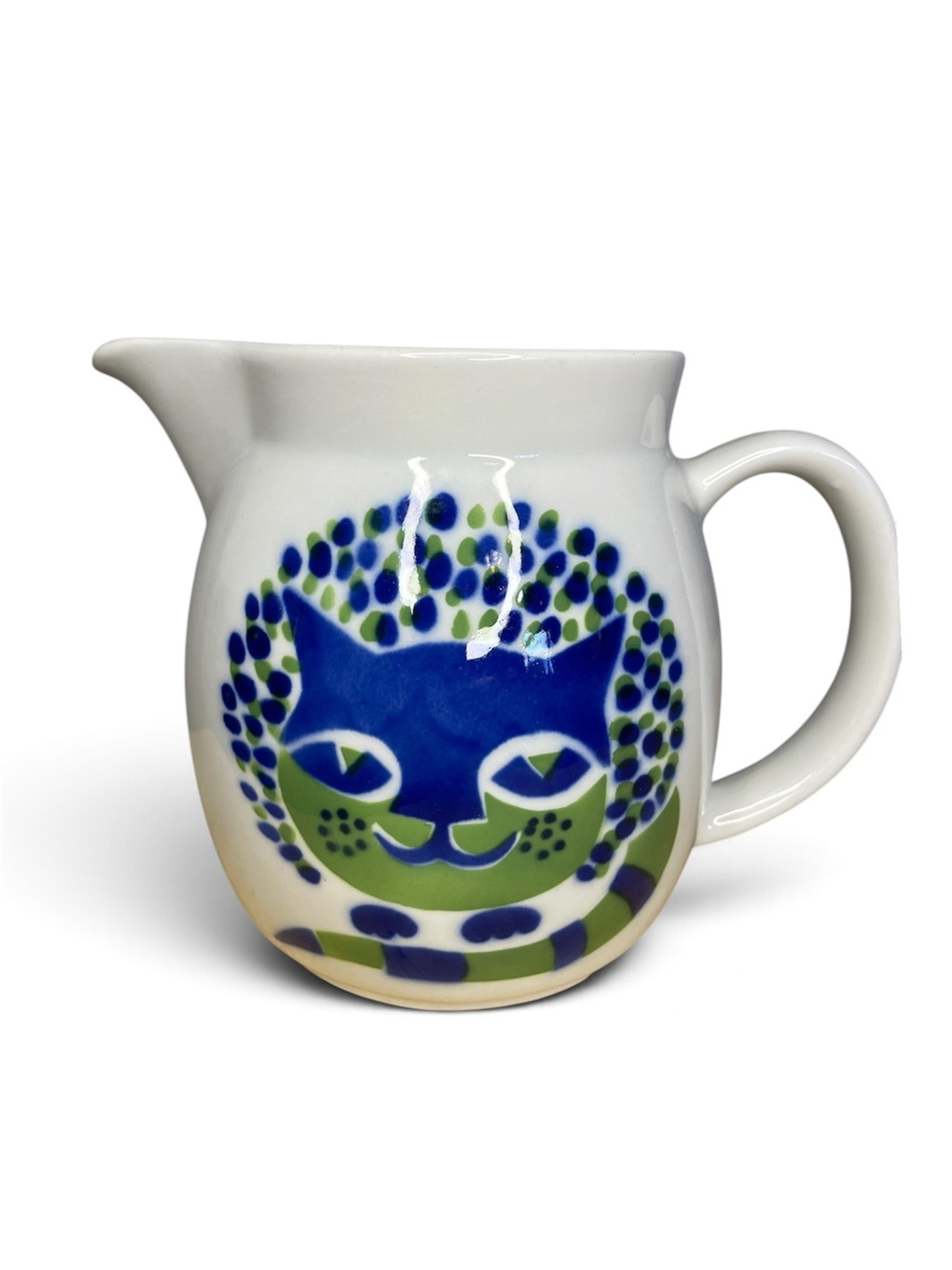 Vintage Arabia Finland KAJ Franck Green Kissa Cat Pitcher